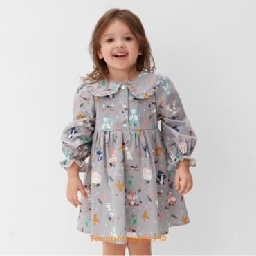 Платье детское с воротником KAFTAN «Зверята», размер 30 (98-104 см)